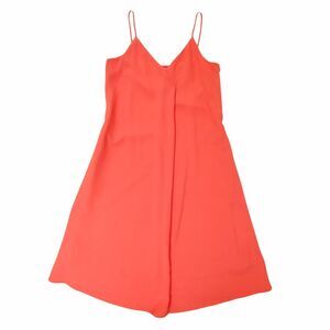Uniqlo Midi Dress Womens Small Coral Spaghetti Straps Sleeveless Crepe Cocktail